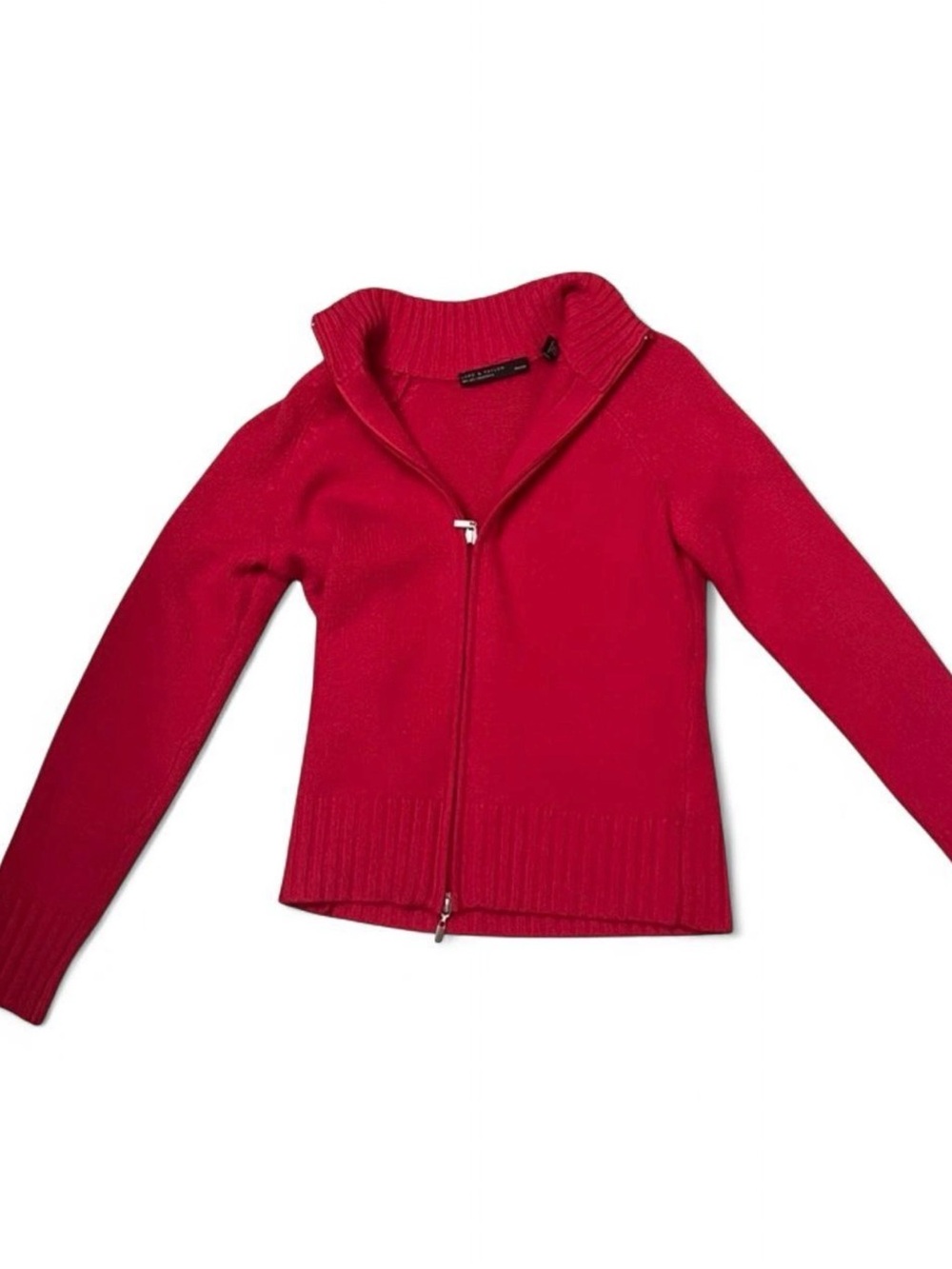Lord and Taylor 100% two-ply cashmere Women's PS Red Zip-Up Sweater Classic